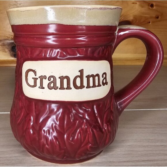 Cracker Barrel Grandma Embossed Coffee Tea Mug Cup 16 Oz Large Tan & Red - Picture 12 of 12